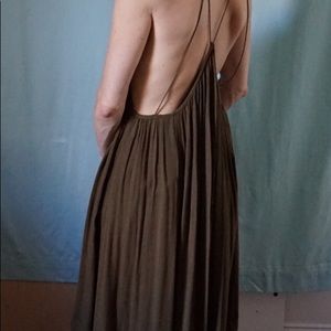 olive green boho maxi dress